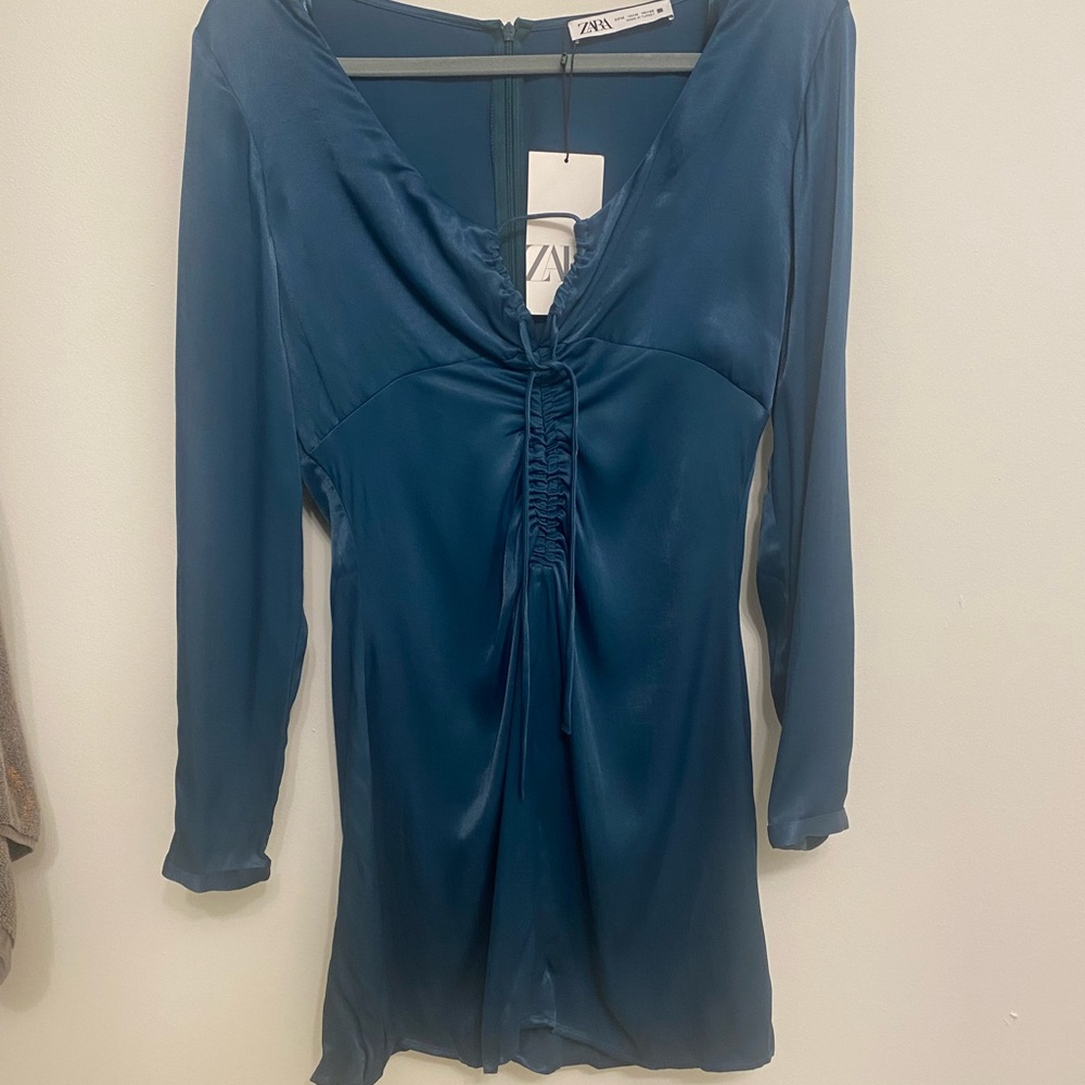 Zara satin effect cut out dress